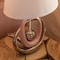 Quickway Imports 16 Ceramic Table Lamp, with Reflecting Silver and Pink Circular Stand and White Cotton Lampshade QI004587 - alternate 3